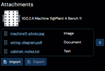 Depicted is an overview of the WeConfig attachments tab