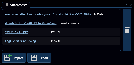Depicted is an overview of the WeConfig attachments tab