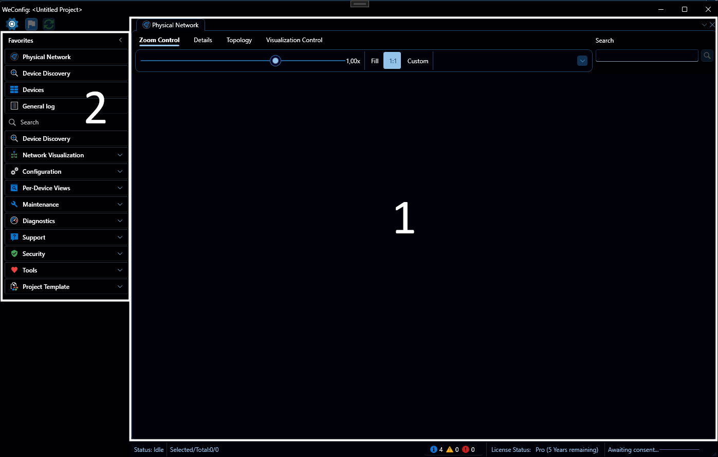 A section-divided image of the front interface of WeConfig