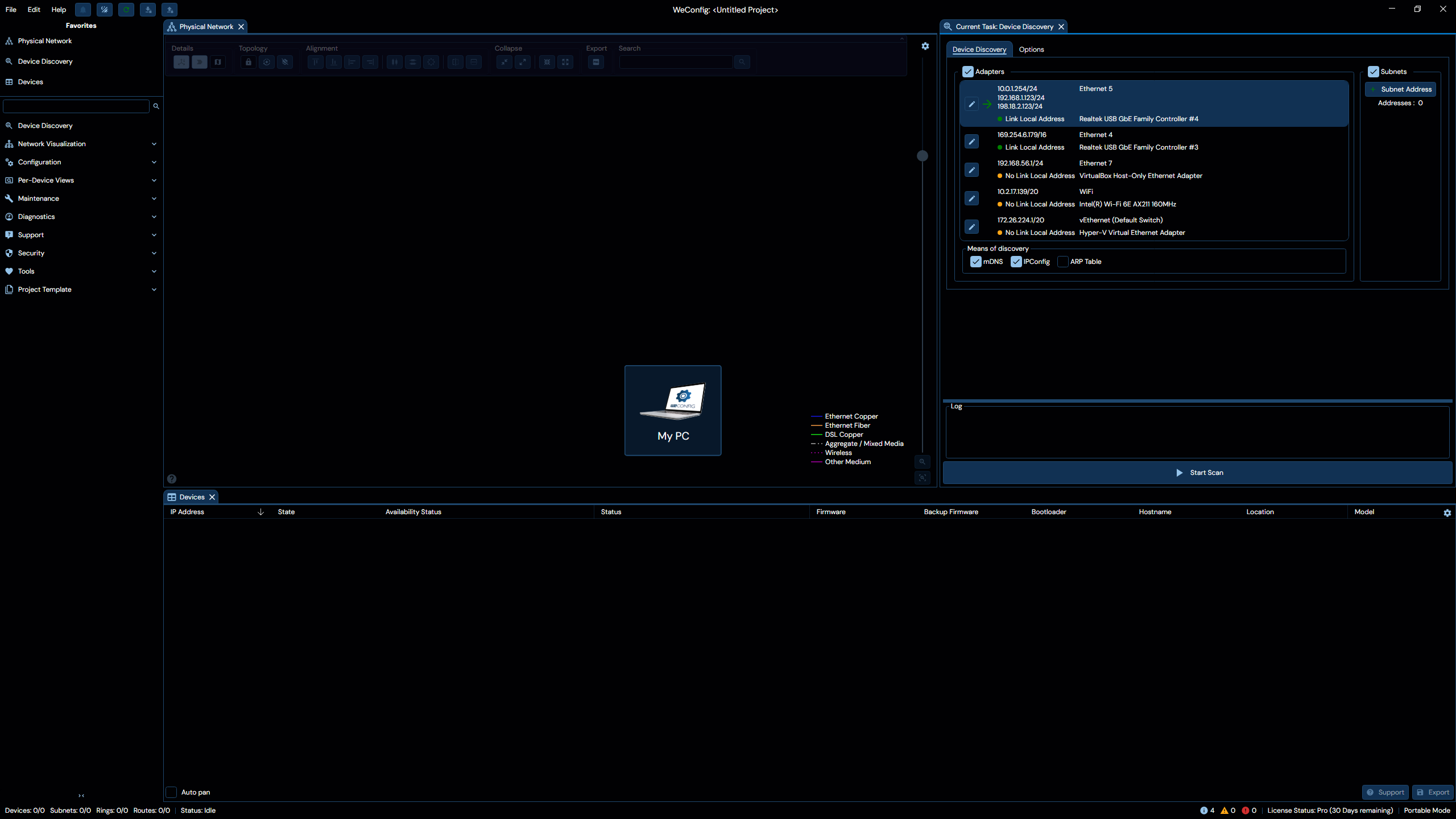 A section-divided image of the front interface of WeConfig