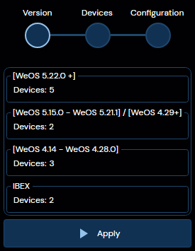 Depicted is an overview of the WeConfig logging version tab
