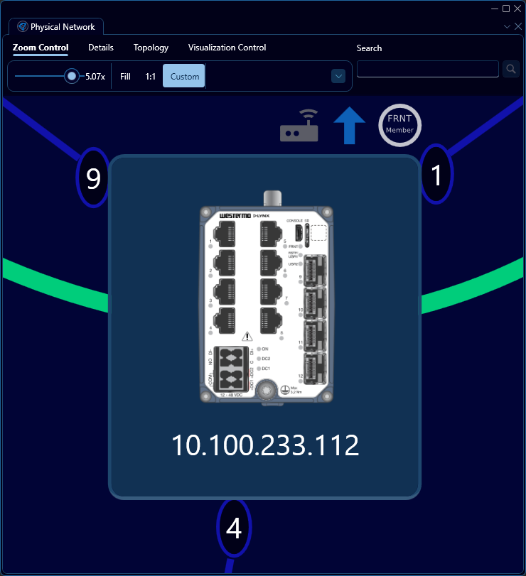 Depicted is an overview of a single unselected device in the topology panel