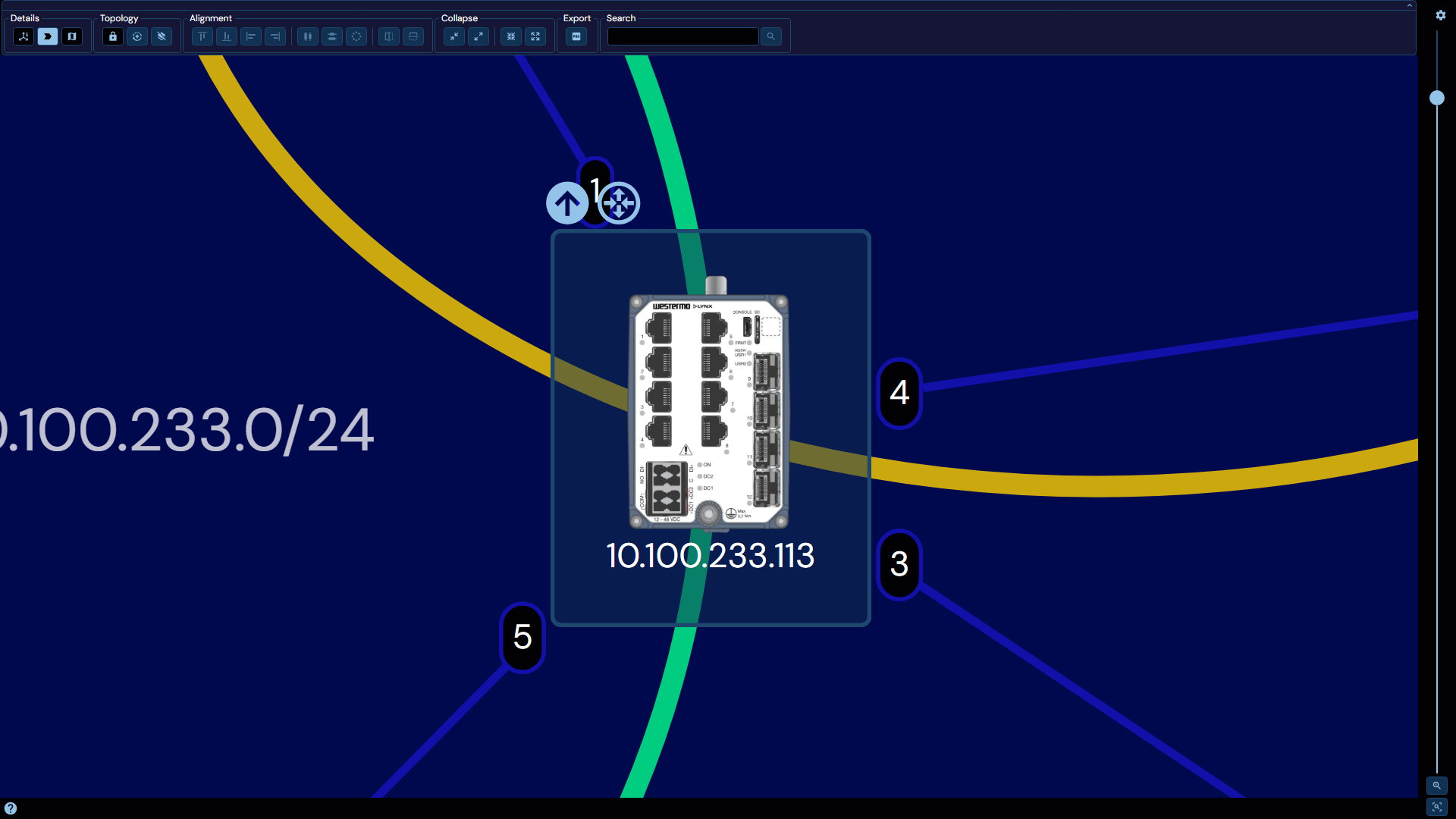 Depicted is an overview of a single unselected device in the topology panel