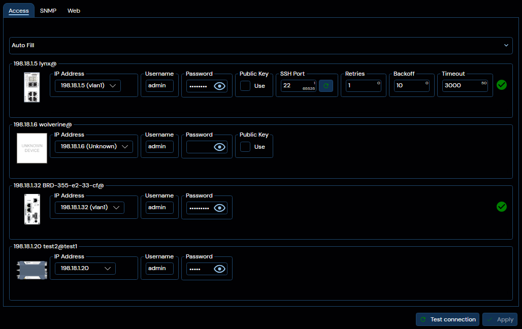 Depicted is the device access CLI settings