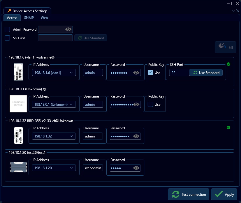 Depicted is the device access CLI settings