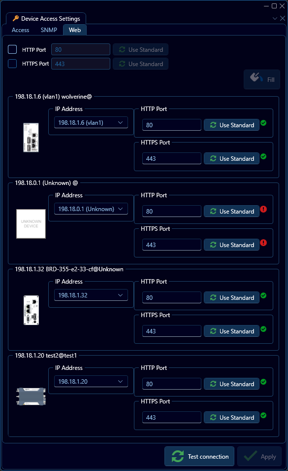Depicted is the device access web settings