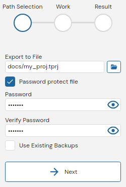 Export Project - Step 1: Path Selection