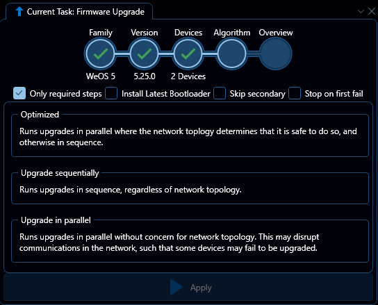 Depicted is an overview of the WeConfig firmware algorithm tab