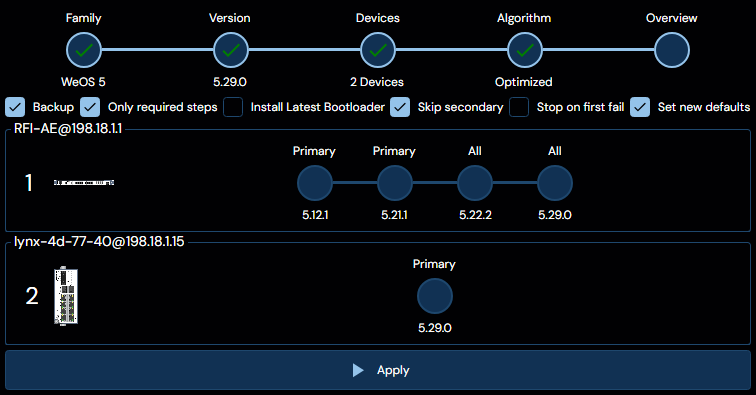 Depicted is an overview of the WeConfig firmware overview tab