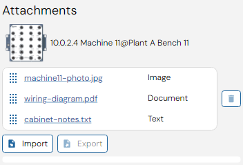 Depicted is an overview of the WeConfig attachments tab