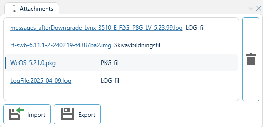 Depicted is an overview of the WeConfig attachments tab