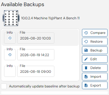 Depicted is an overview of the WeConfig configuration files tab