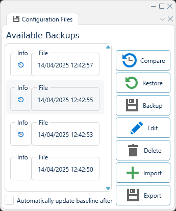 Depicted is an overview of the WeConfig configuration files tab