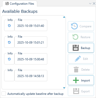 Depicted is an overview of the WeConfig configuration files tab