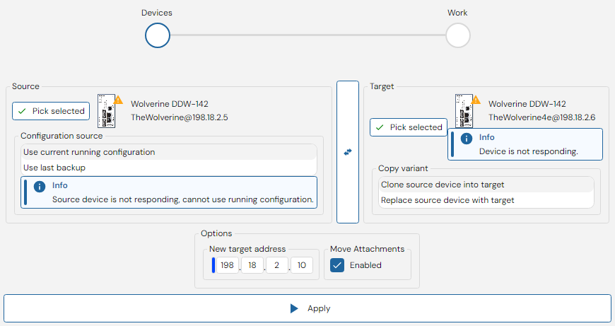 Clone/Replace interface