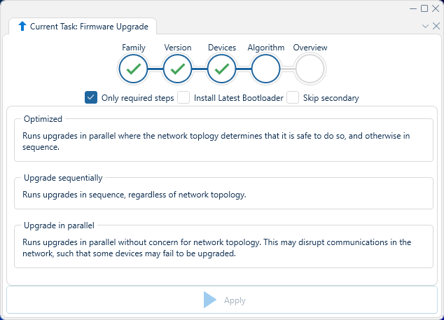 Depicted is an overview of the WeConfig firmware algorithm tab