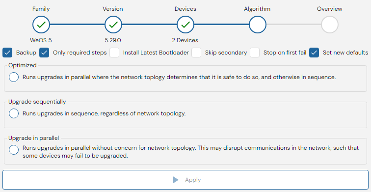 Depicted is an overview of the WeConfig firmware algorithm tab
