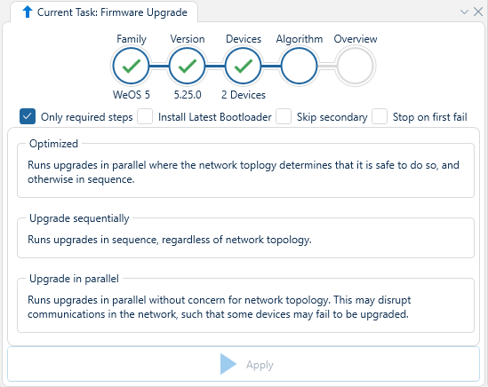 Depicted is an overview of the WeConfig firmware algorithm tab