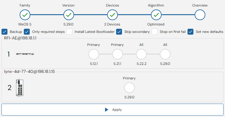 Depicted is an overview of the WeConfig firmware overview tab