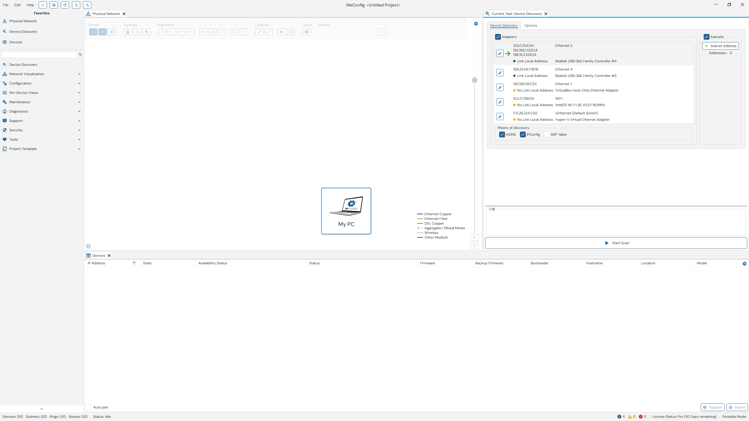 A section-divided image of the front interface of WeConfig