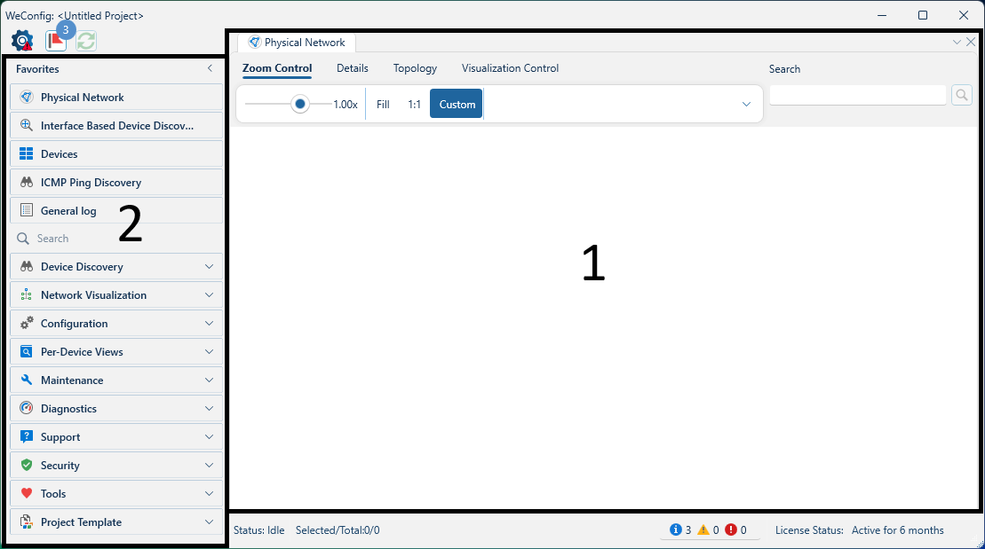 A section-divided image of the front interface of WeConfig