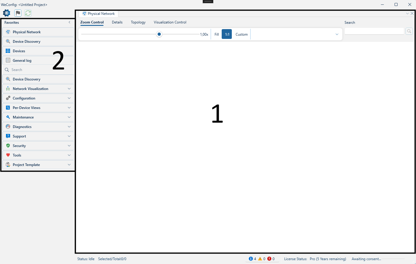 A section-divided image of the front interface of WeConfig