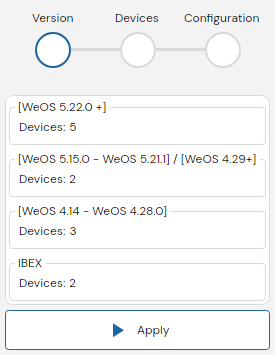 Depicted is an overview of the WeConfig logging version tab