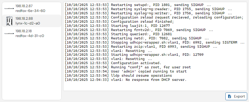 Depicted is an overview of the WeConfig syslog tab