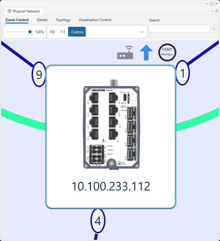 Depicted is an overview of a single unselected device in the topology panel