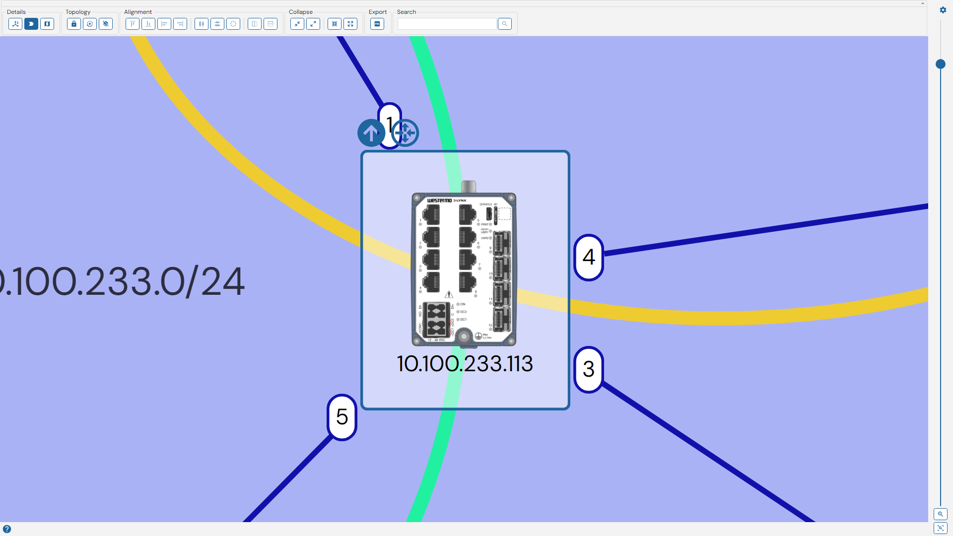 Depicted is an overview of a single unselected device in the topology panel