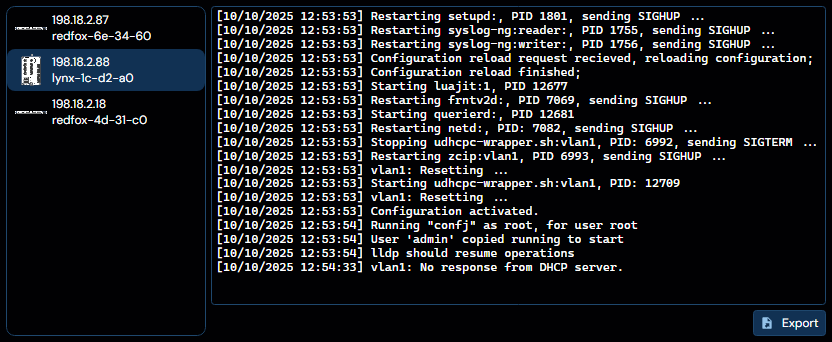 Depicted is an overview of the WeConfig syslog tab