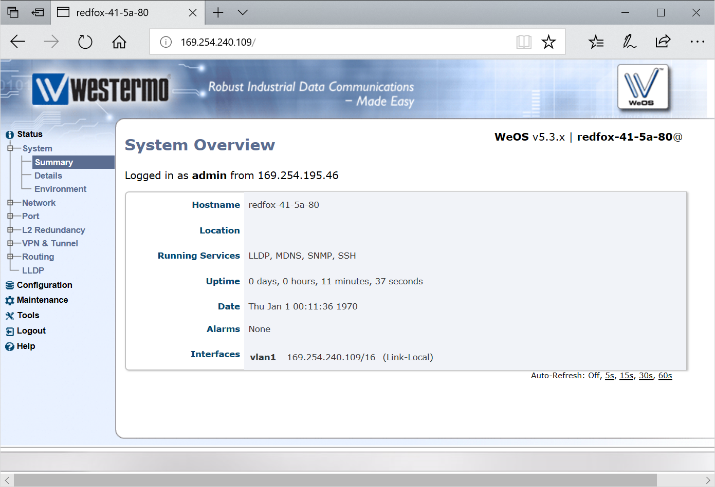WeOS Startup Page